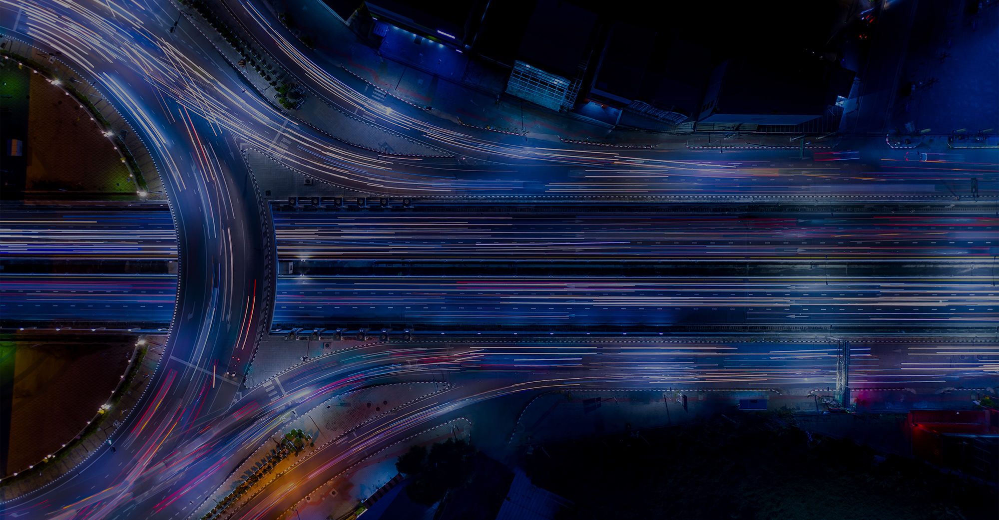 Overhead of highway taillights at night